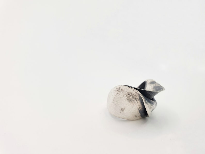 Vintage modernist ring, oxidized jewelry ring, minimalistic silver ring, unique handmade jewelry, birthday gift for best friend female, art image 5
