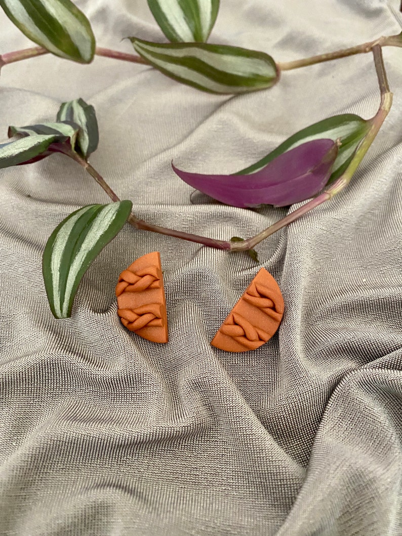 Burnt Orange Braided Studs