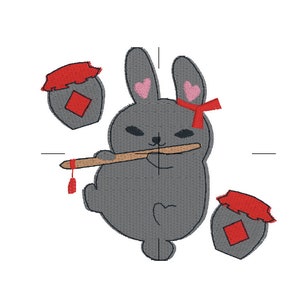 MDZS Wei Wuxian Bunny MACHINE EMBROIDERY File - The Untamed Wei Ying Flute Machine Embroidery - Mo Dao Zu Shi - Cute Bunny Animal Embroidery