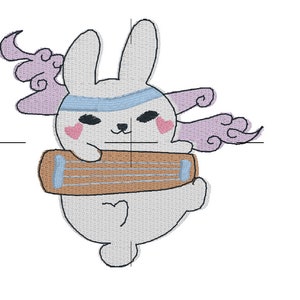 MDZS Lan Wangji Bunny MACHINE EMBROIDERY File - The Untamed Lan Zhan Guqin Machine Embroidery - Mo Dao Zu Shi - Cute Bunny Animal Embroidery