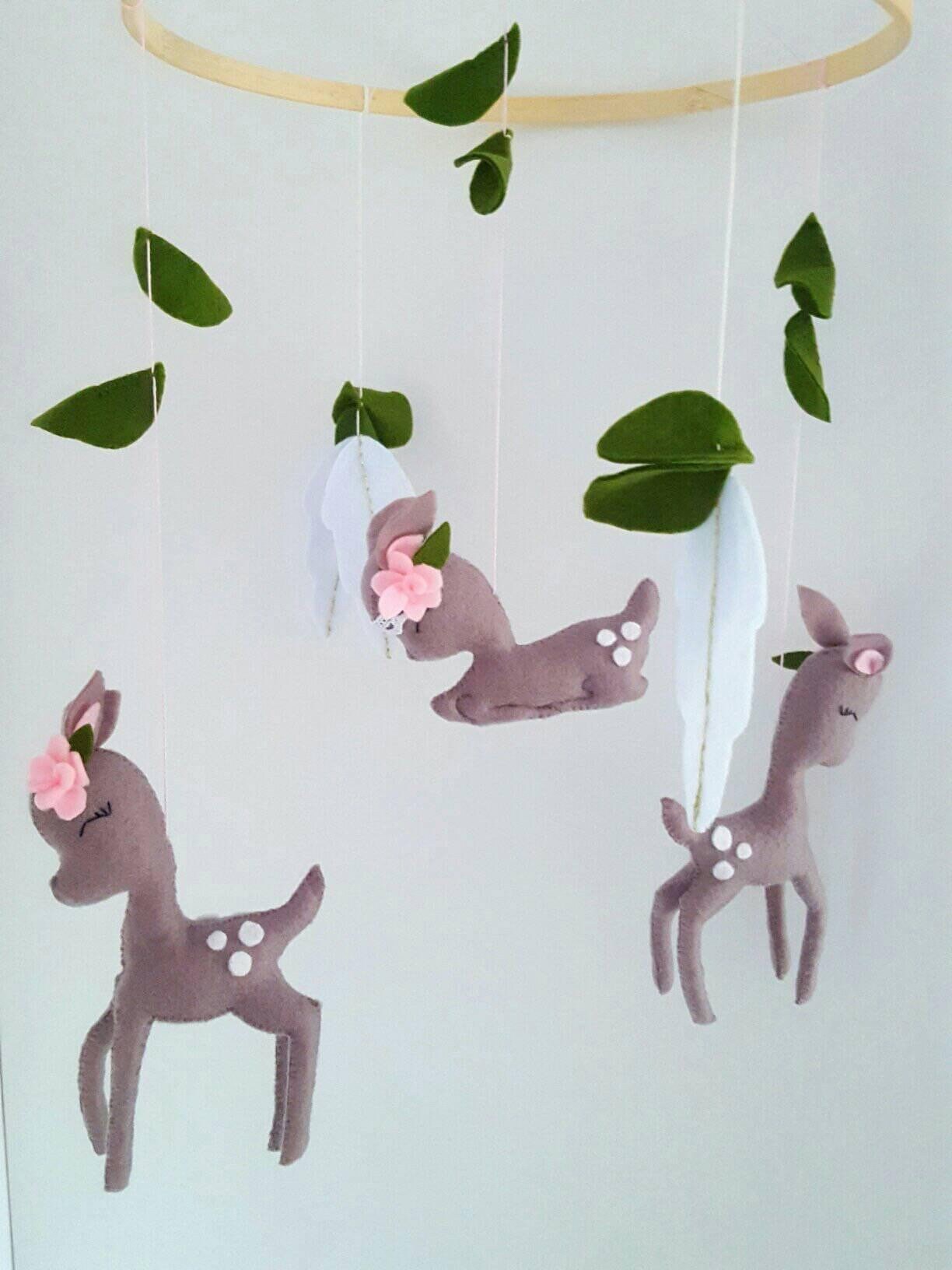 Deer Baby Mobile Deer Nursery Nursery Decor Woodland Etsy UK