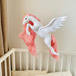 Flying Unicorn Mobile, Unicorn Decor, Nursery Decor, Baby Mobile Girl, Hanging Mobile, Crib Mobile, Girls Room Decor, Boho Baby Mobile