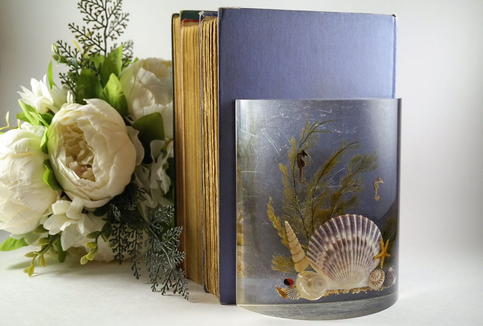 Rare Vintage Evans Clearfloat Acrylic Ocean Scene Bookends Etsy