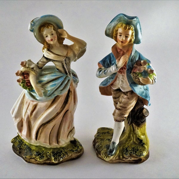 Vintage ORGINAL ARNART CREATION Japan Victorian Porcelain 7" Figurines 33/101 - Vintage Porcelain Figurines - Victorian Couple Figurines