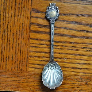Antique 800 Silver Antiko Rose Sugar Shell Spoon - Souvenir 800 Silver Spoon - Antiko 800 Rose Sugar Shell Spoon
