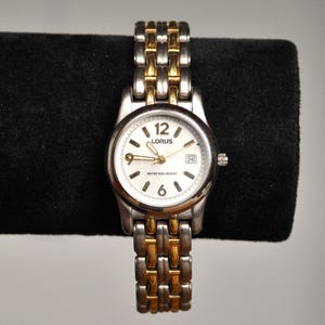Scarce Stainless Steel Silver Tone Lorus Date Watch - Silver and Gold Tone Band - Working! - Water Resistant