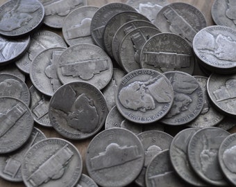 Monedas de níquel de guerra de 1942 a 1945, 35 % de plata, Jefferson Nickels - Monedas de níquel de guerra de plata - Monedas de níquel de plata - Condiciones de circulación - Monedas de níquel de la Segunda Guerra Mundial