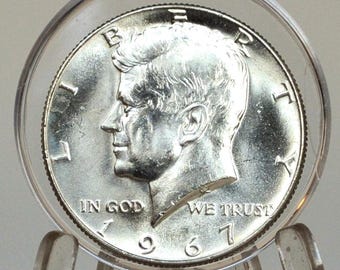 Medio dólar Kennedy de 1965-1969 - Gem BU - Plata, 40%, Medio dólar Kennedy de plata de 1967 - Medio dólar coleccionable Medio dólar de plata de 1968