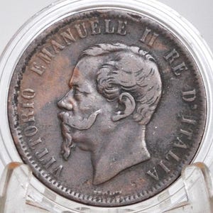 1866 Northern Italy Coin, 10 Centesimi Vittorio Emanuele II