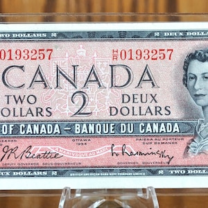 1954 Canadische Zwei Dollar Banknote 1954 - Nach Sorte 1954 Kanadische Zwei Dollar Banknote 1954 - Crisp Notes Canada 2 Dollar Bill 1954