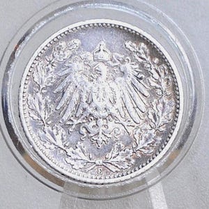 Rare Silver 1907 German 1/2 Mark, E Mint Mark - XF+ - German Empire Silver One Half Mark 1907, Rare Mint Mark - Beautiful Condition -