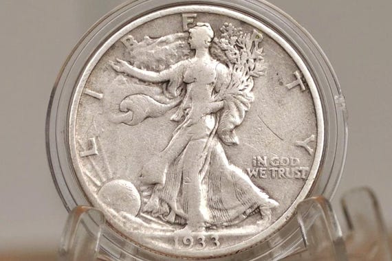シルバー　アメリカドル 1933-S Walking Liberty Silver Half Dollar - Choose by Grade
