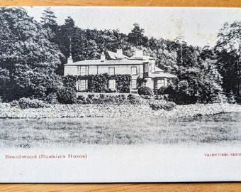 1910s Brantwood (Ruskin's Home) Coniston Scotland Postkarte - Valentinsgruß-Serie - Antike Brantwood schottische Schwarzweiß-Postkarte