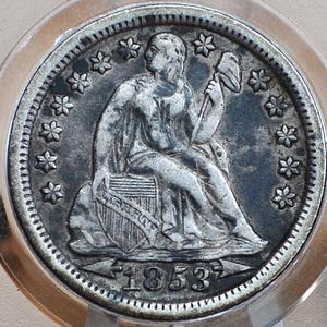 1853 Liberty zittend dubbeltje – Kies op munt/soort – 1853 zilveren dubbeltje / 1853 Liberty zittend dubbeltje 1853 met pijlen