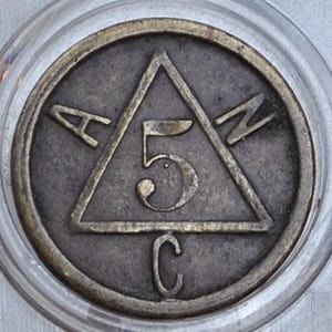 Rare ANC Triangle Arcade Pinball Game Token - Good For Token - 5 Cent Brass Token - Slot Machine Pinball Token