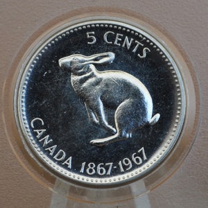 1967 Canadian Nickel, Prooflike - Rabbit / Snow Hare Design ...