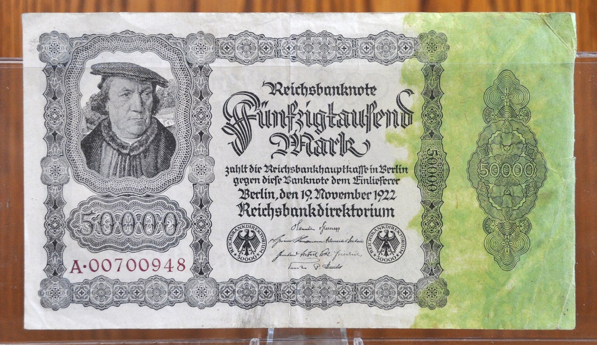 1922年 5万マルク ドイツ紙幣 ライヒスバンクノート - 状態良好 - 第一
