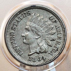 1864 Cupronickel Indian Head Penny - Choose by Grade - Good Early Date - Civil War Era - 1864 Copper Nickel Variety 1864