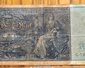 ヴィンテージ アンティーク ドイツ紙幣 2 枚、1920 年 100 マルクと