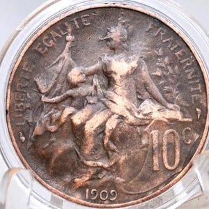 1909-1917 French 10 Centimes Coin - Choose by Date, Ten Centimes France, Beautiful Coins, Authentic -