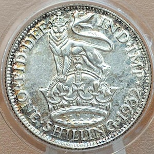 1932 Great Britain Silver 1 Shilling UK One Shilling 1932 - About Uncirculated Grade, Lustrous Coin - 1 Shilling 1932 Sterling Shilling UK