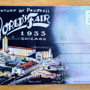 1933 Chicago World&#39;s Fair Century of Progress Souvenir Booklet - Unposted/Blank - Vintage Chicago World&#39;s Fair Postcard Photo Folder