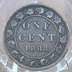 1888 Canadian One Cent - Choose by Grade / Condition - Queen Victoria - 1888 Large Cent - 1888 Penny Canada 1 Cent 1888
