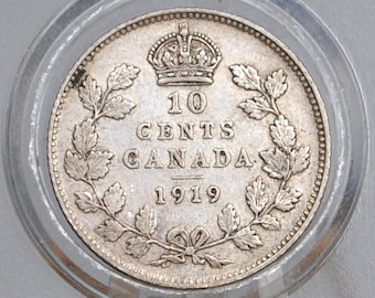 本物の1919年カナダ10セント銀貨 - Etsy 日本