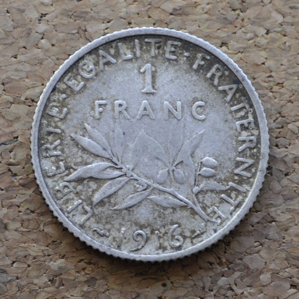 Pièce de 1 Franc Français 1916 - Franc Argent - Première Guerre Mondiale - France Pièce de 1 Franc Argent - 1916 Un Franc