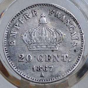 1867年 フランス 20 サンチーム - 銀貨 - ナポレオン3世 フランス 20