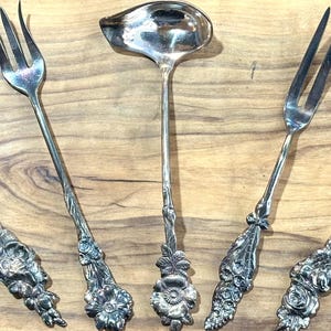 Reed & Barton】純銀／スプーン5本＋フォーク1本「ハーレクイン」 Reed