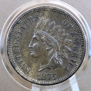 Penny Testa d&#39;Indiano del 1875 - VG-XF (da Molto Buono a Estremamente Bello) Scegli per Grado - Data Semi-Key - Centesimo Testa d&#39;Indiano 1875 - Penny Testa d&#39;Indiano