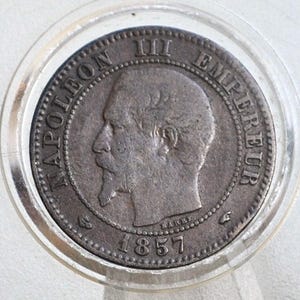 1857-A 2 Centimes France - F/Vf Grade/Condition - Deux Centimes 1857A France, Napoleon Iii - Better Date, Lower Mintage