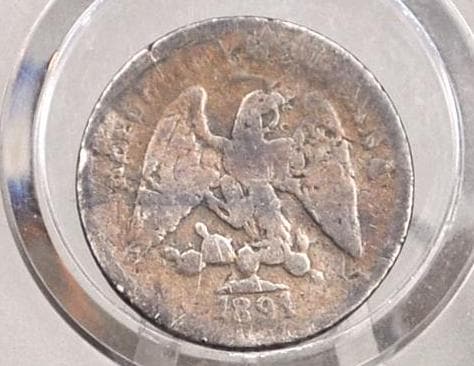 1891 Silver Centavos 5 Mexico - Great Condition - Mexican Five Centavos 1891 Old Coin - Republic Mexicana 1891