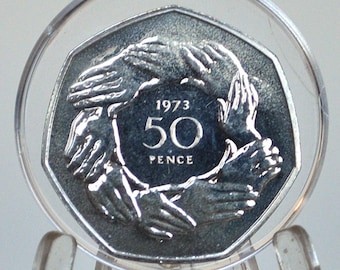 希少な収集価値のある 50 ペンス硬貨 ブリタニア女王エリザベス 2 世