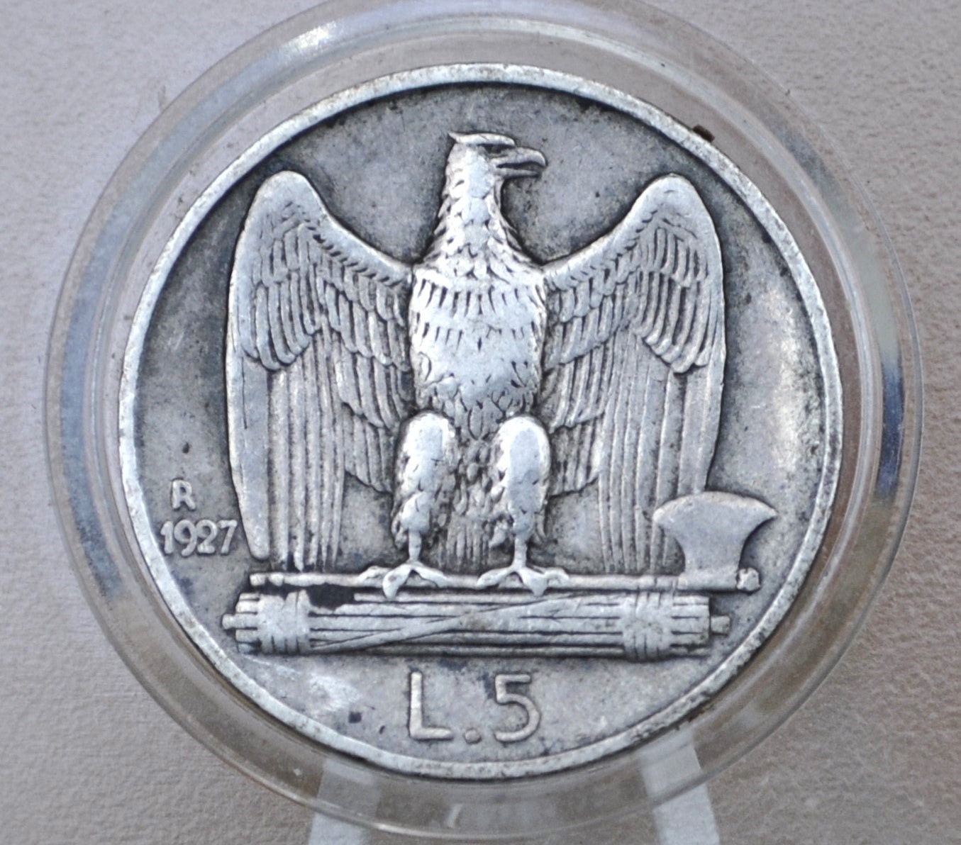 1927年イタリア5リラ銀貨 - 1927年5リラ - 高品質、XF（極めて