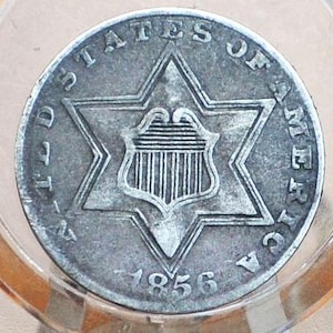 1856 Three Cent Silver US Coin - Better Date! Choose by Coin / Grade - 1856 3 Cent Trimes Silver 3 Cent Piece - Great Collection Pieces