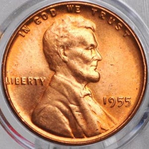 1955 P,D,S Wheat Penny - AU/BU - San Francisco, Philadelphia, Denver Mints - Collectible Coin - 1955 S Wheat Cent 1955 D 1955 P Lincoln Cent