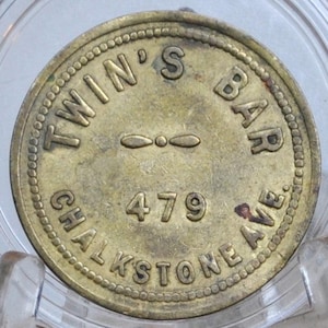 Vintage Twins Bar Rhode Island Token - Good For Token - 10 Cent Brass Token - 479 Chalkstone Ave.