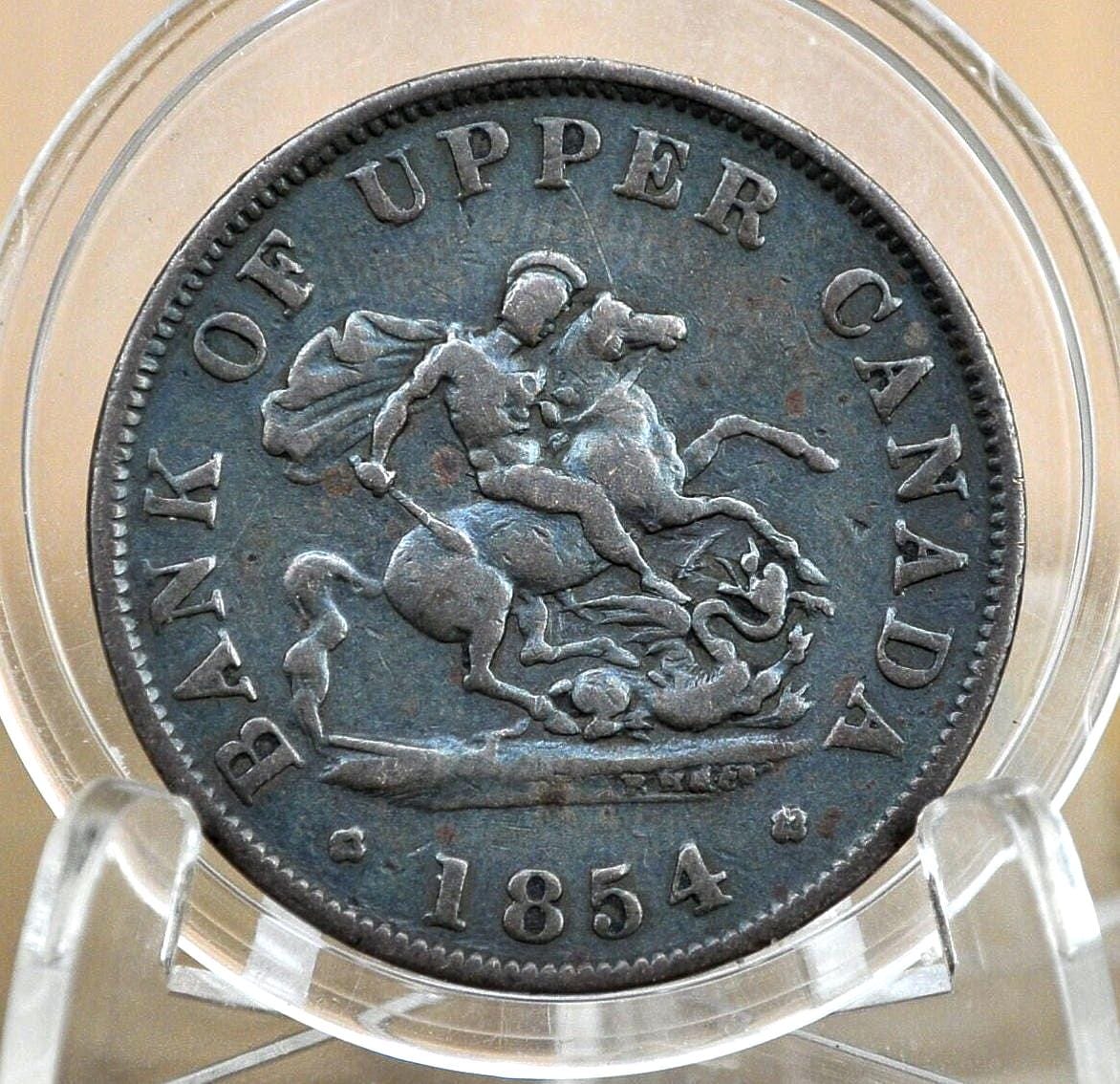 1854 Bank of Upper Canada Half Penny - 1/2 Penny Bank Token - 1854