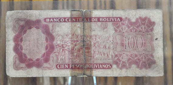 1962 Banque centrale de Bolivie Billet de 100 pesos boliviens - mission  plus rare avec un grand nombre de signatures - Billet de 100 pesos boliviens  de 1962 - P#157a - Etsy France