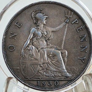 1930 Great Britain One Penny - Choose by Grade / Coin - UK Large Penny 1930 - Higher Grade Coins
