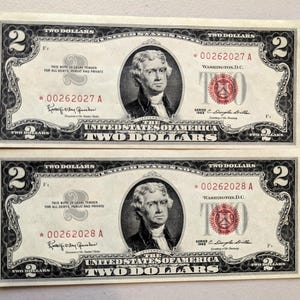 Consecutive 1963 2 Dollar Star Notes - Uncirculated - Choice of Set Size - 1963 Two Dollar Legal Tender Star Notes Sequential Set - Fr.1513*