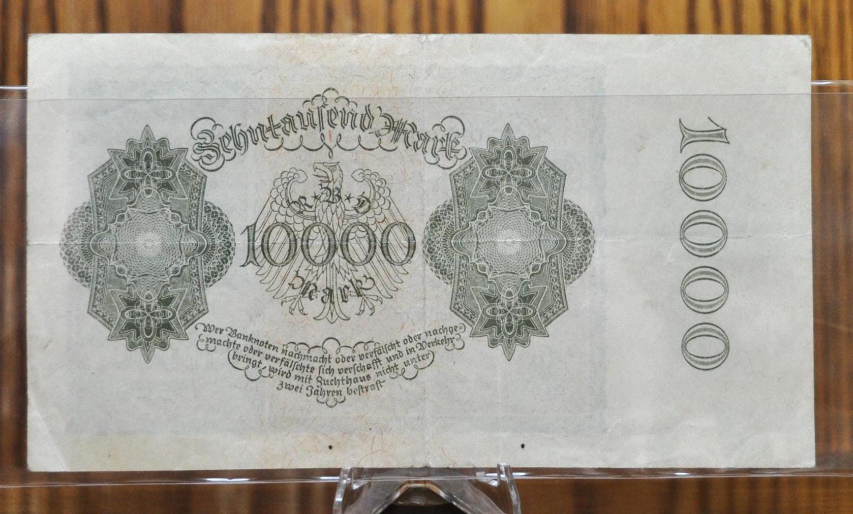 1922 10,000 Mark German Paper Note- Reichsbanknote- First Issue ...