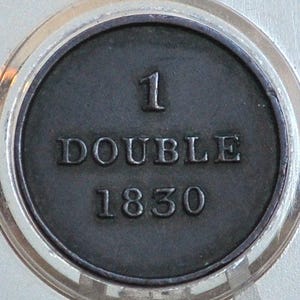 1830 Guernsey 1 Double - VF+ Grade / Condition - George IV - Soho Mint - Great Coin - British Island Coins -