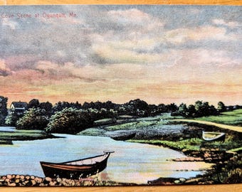 Ansichtkaart jaren 1910 inham in Ogunquit Maine - Made in Germany - antieke verchroomde lithografie Ogunquit Beach ME ansichtkaart