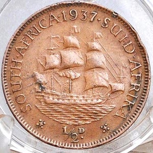 Rarer 1937 South Africa 1/2 Penny UK Issue - Great Condition - 628,000 Mintage - George VI - Great Coin for a Collection -