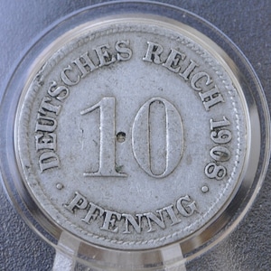 1908 German 10 Pfennig Deutsches Reich  - Great condition - Second Reich of Germany 1908 - WWI Era German Coin - Ten Pfennig 1908
