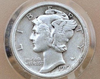 Moneda de diez centavos de plata Mercury de 1919-S - Elija por grado - Casa de la Moneda de San Francisco - Moneda de diez centavos de plata de 1919-S Moneda de diez centavos con cabeza de la libertad alada de 1919-S