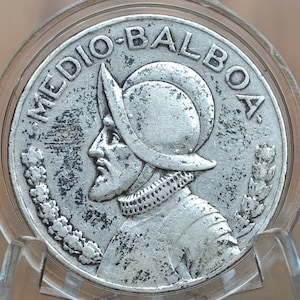 Rarer 1930 Panama 1/2 Balboa - Great Condition, VF/XF - Silver Half Balboa Coin 1930 Panama, Only 300,000 Made, High Grade